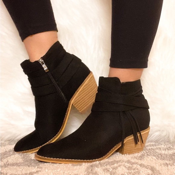 Black Tassel Booties - Picture 1 of 8